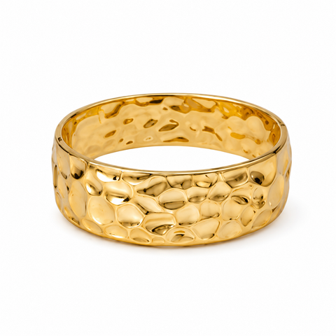 Hammered Gold Hinged Bangle