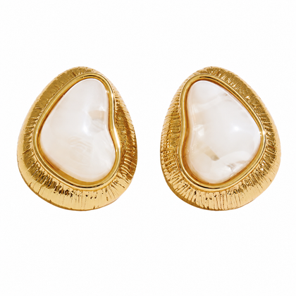 Organic Glow Cream cabochon earrings