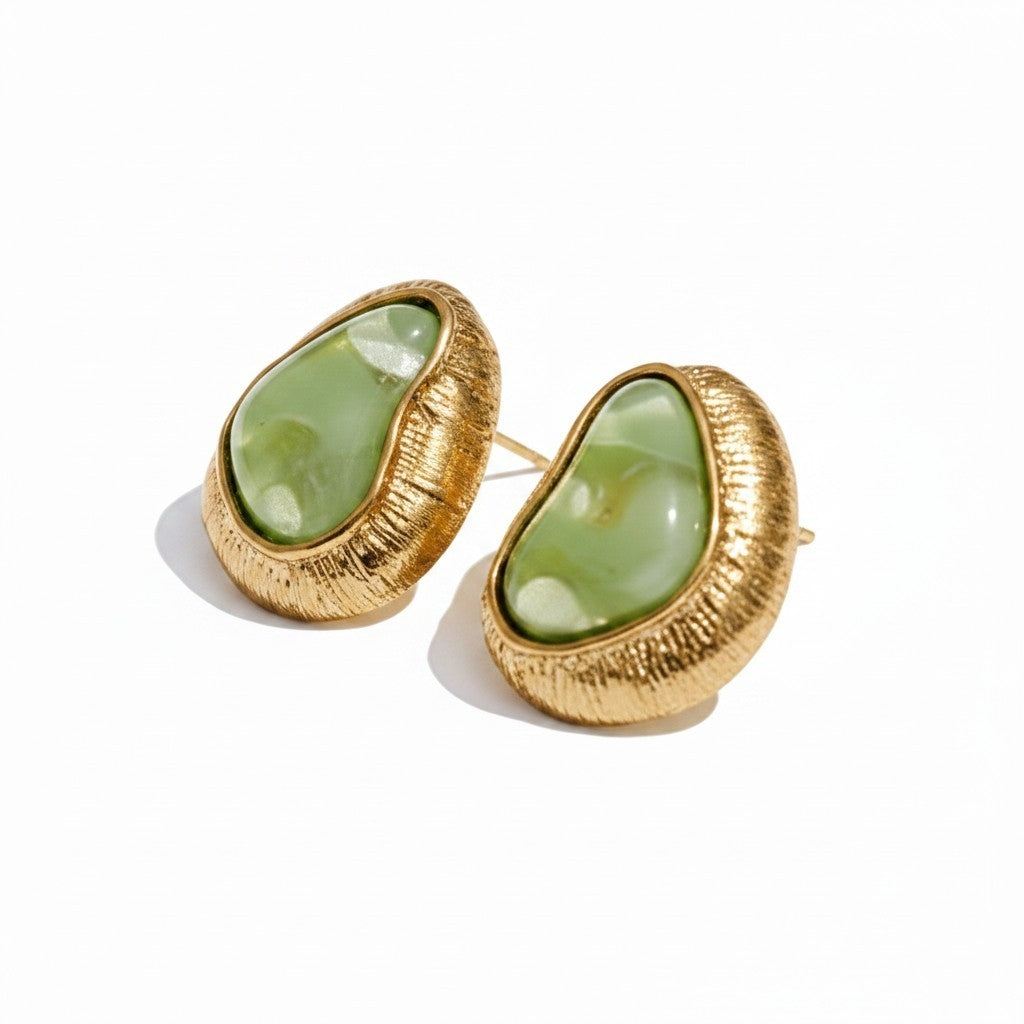 Organic Glow Green cabochon earrings