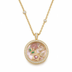 Rose Love Round glass-front gold-finished locket necklace
