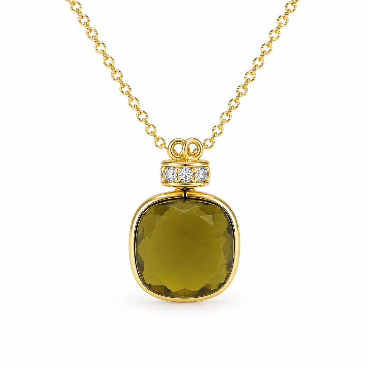 Gemma Olive crystal-inlay gold-plated necklace