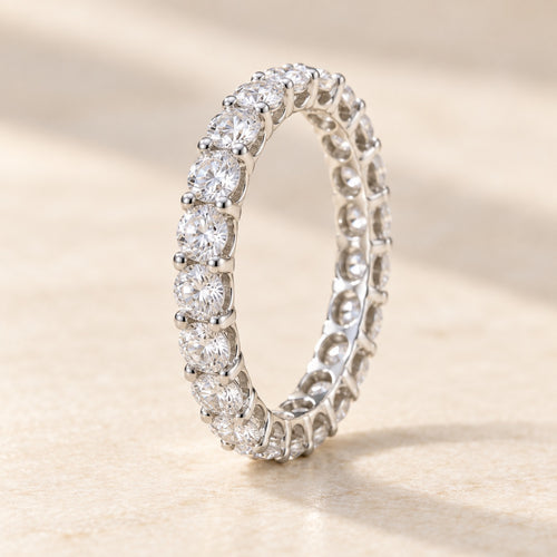 Raise the Stakes sterling silver full eternity ring with shared-prong round clear cubic zirconia