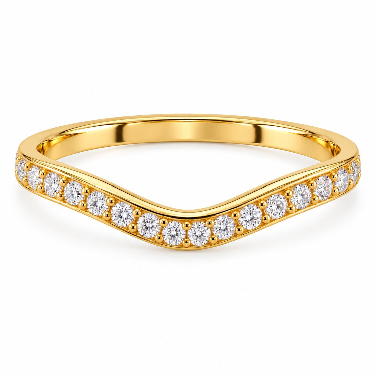 Bend the Rules curved pavé ring in 14K gold