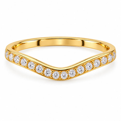 Bend the Rules curved pavé ring in 14K gold
