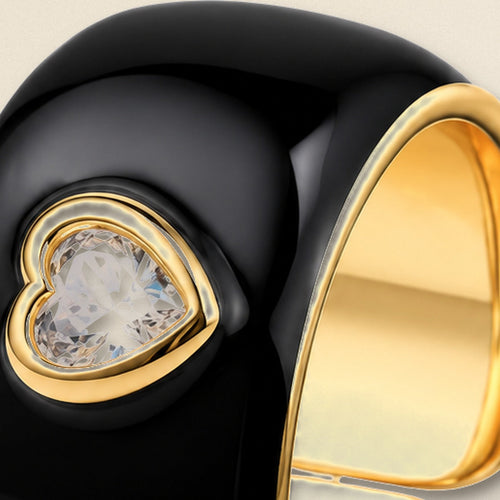 Enamel heart ring close-up