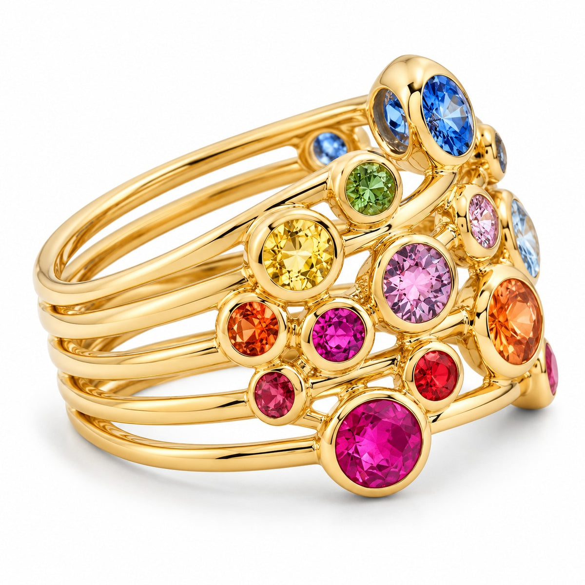 Life of the Party multi-color bezel-set gold ring | Boss Up Jewelry