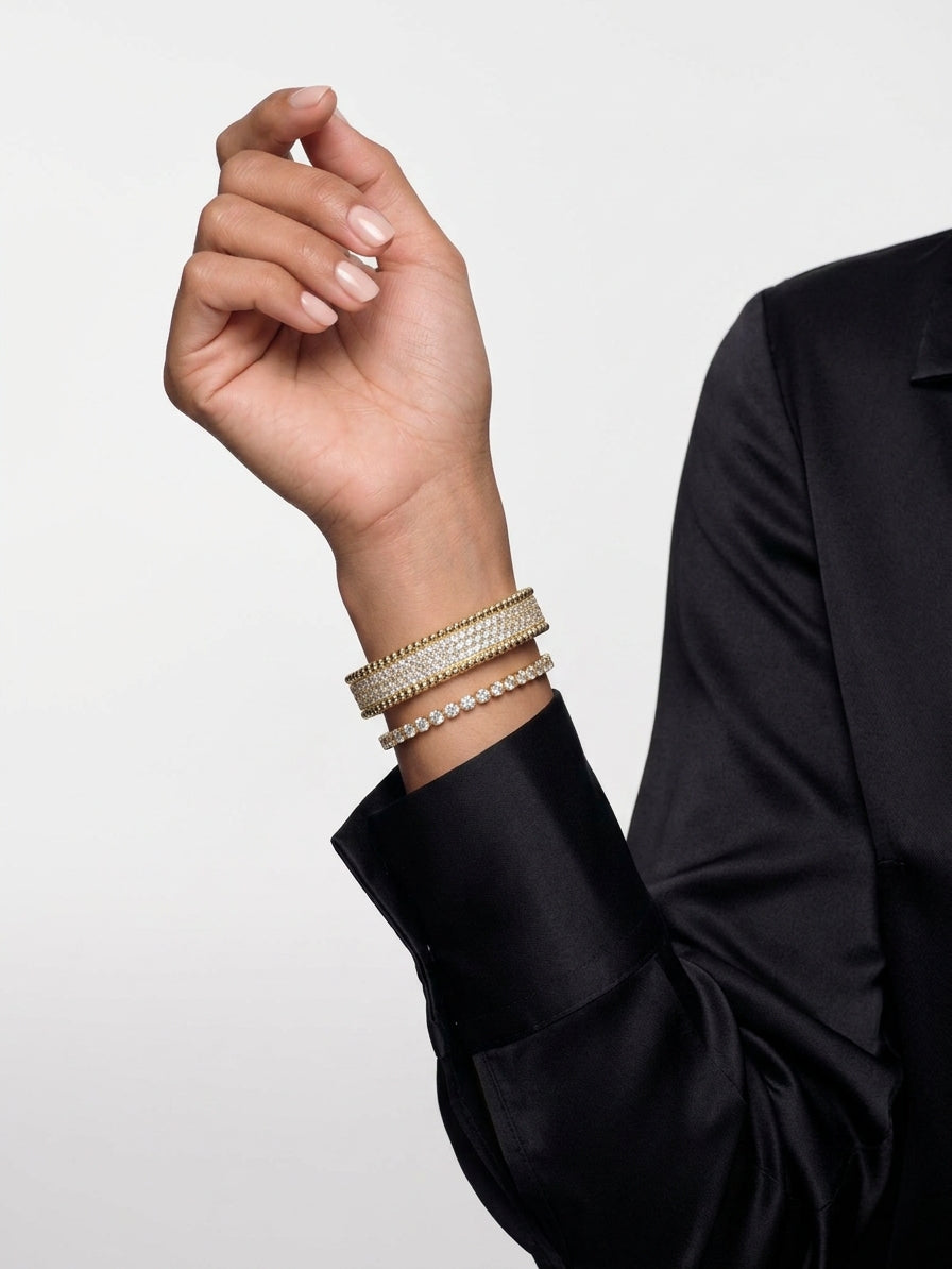 Pavé the Way crystal bracelet worn on model