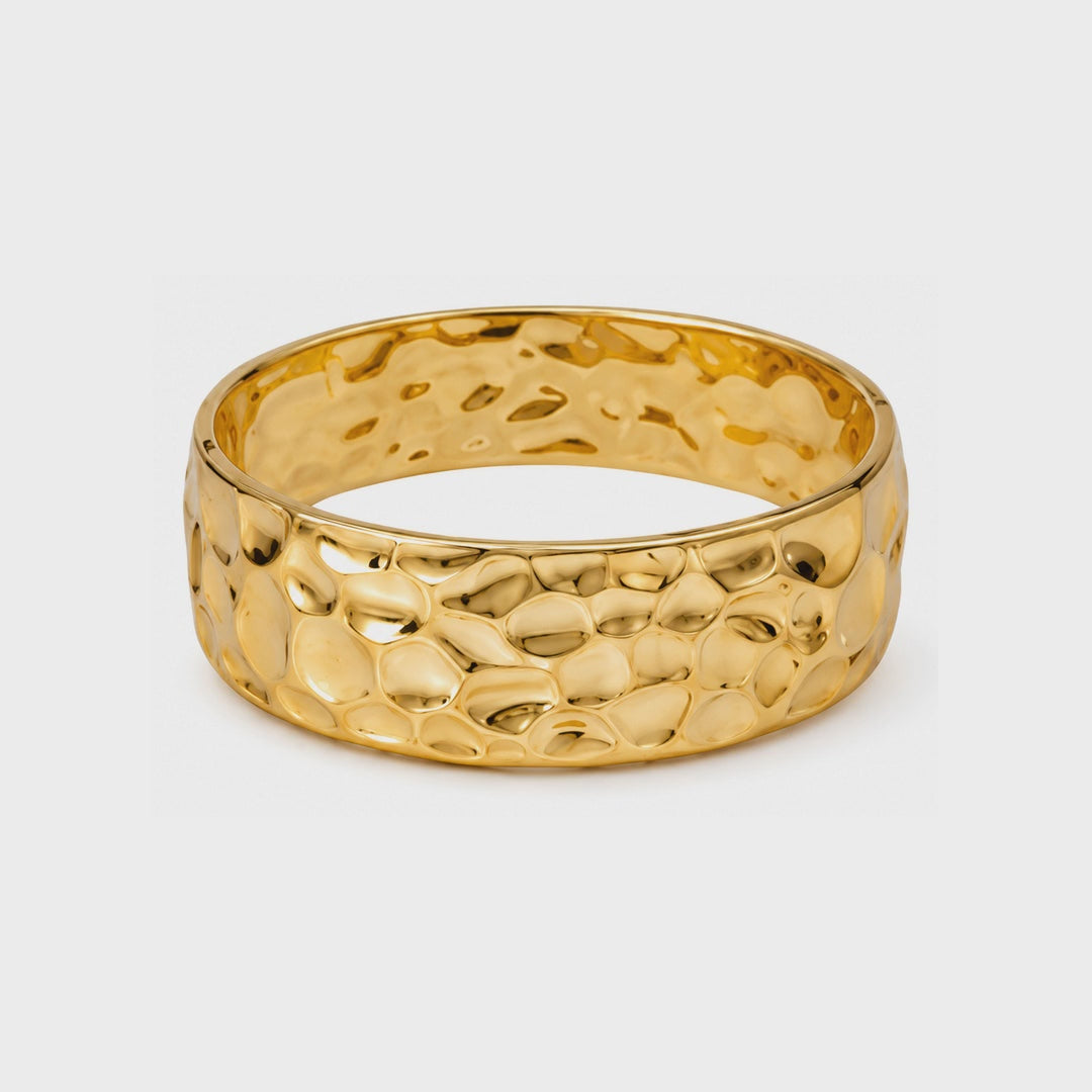 Hammered Gold Hinged Bangle product video