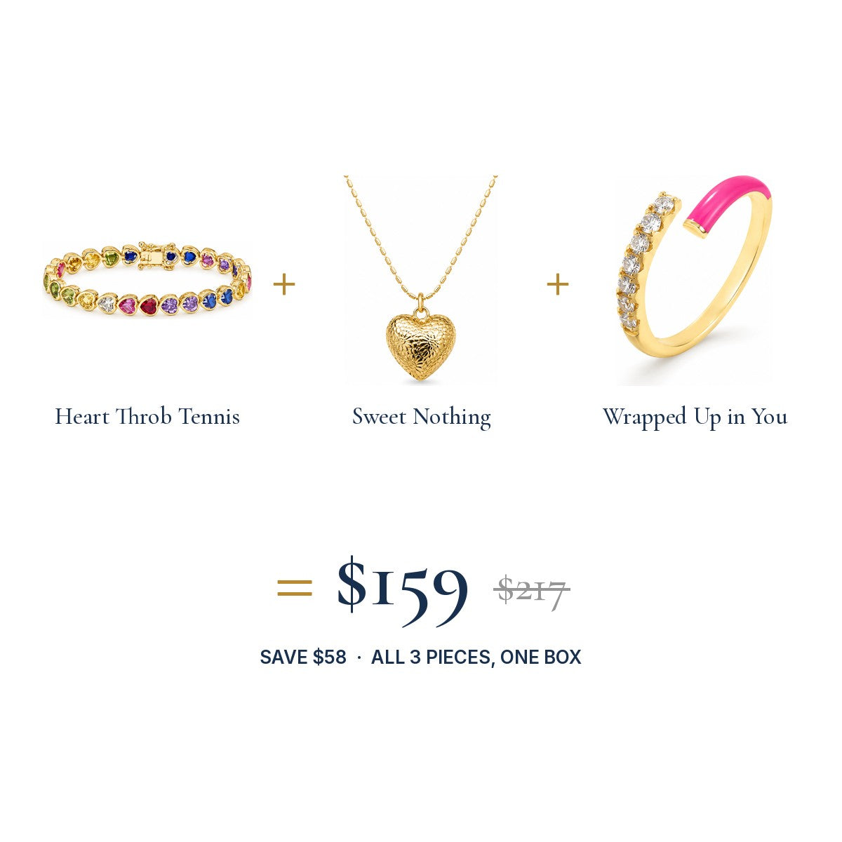 The Heart Throb Look: three pieces, one set price