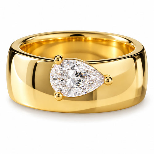 Solo Act pear-cut solitaire ring in 14K gold over sterling silver