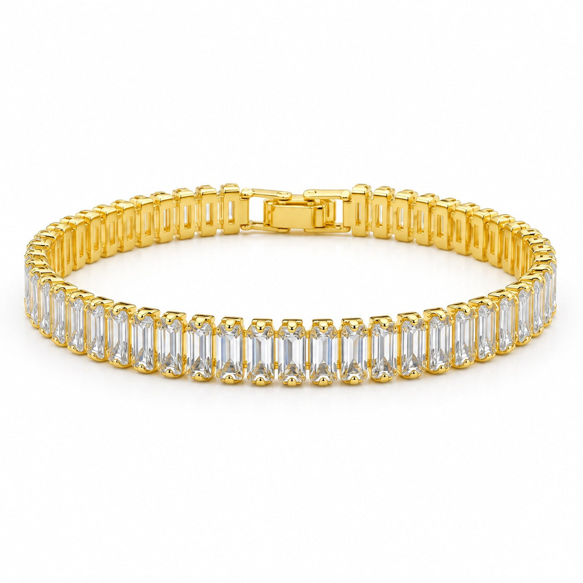 Straight A's clear baguette tennis bracelet | Boss Up Jewelry